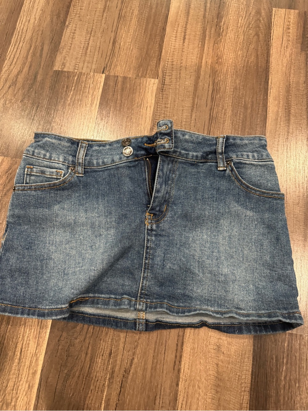 Denim Mini Skirt in Medium Blue